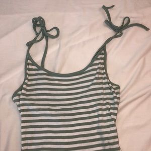 Forever 21 Green and White Striped Bodysuit!